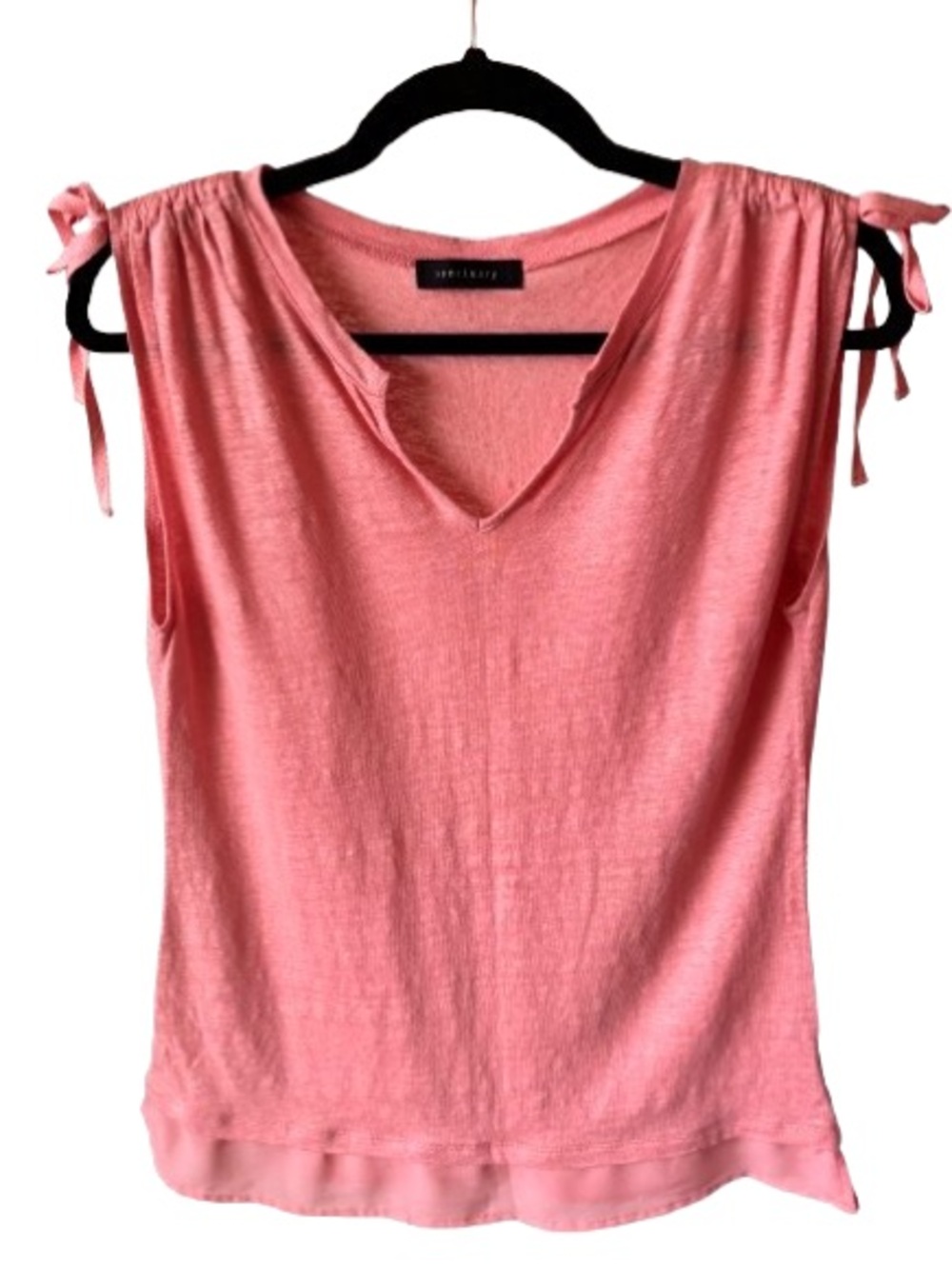 Sanctuary Uptown Tiered Hem Linen Tee Pink Coral Size M
